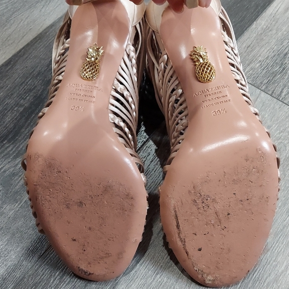 Aquazzura strappy heels satin rose gold size 39.5 - Picture 6 of 8